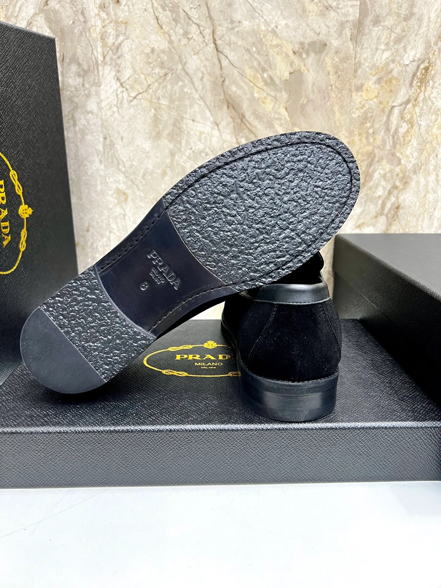 PRADA~ Size: 38-44 (customized 45/46 P: 💰880 P's original official website new high-end men's leather shoes, top-quality original replicas, made of imported open edge beads/calf leather, calf leather breathable lining, original leather outsole!